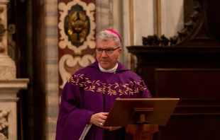 Bishop Jeffrey Monforton of Steubenville, Ohio, gives the homily during Mass with members of the USCCB Region VI at the Basilica of St. John Lateran on Dec. 10, 2019, during their ad Limina Apostolorum visit. Daniel Ibanez/CNA